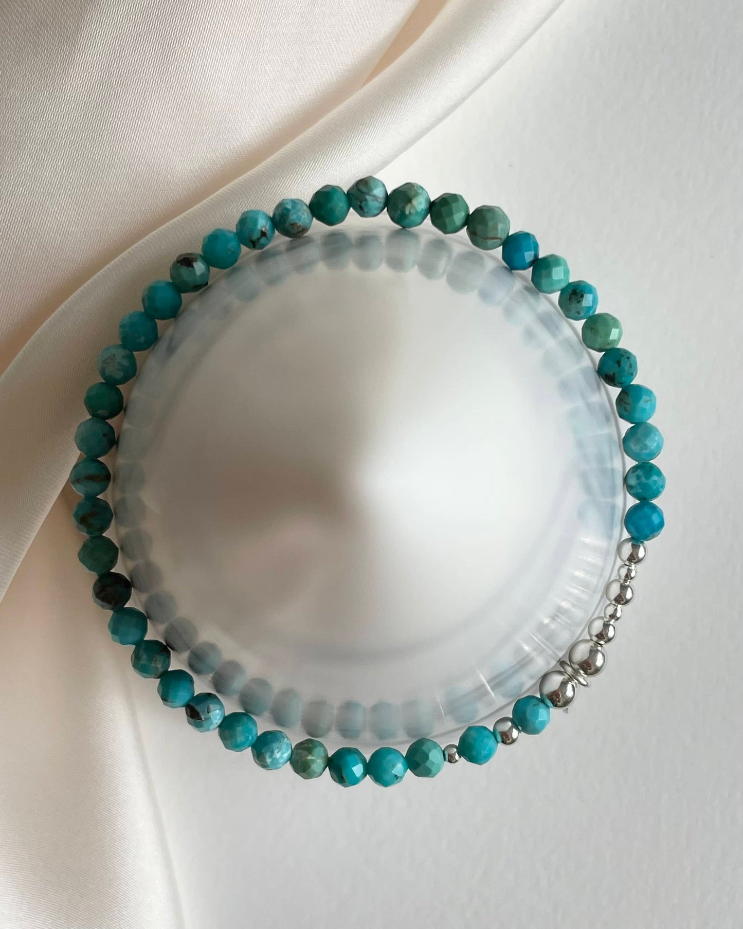 925 Sterling Silver December birthstone bracelet made with Natural Turquoise.