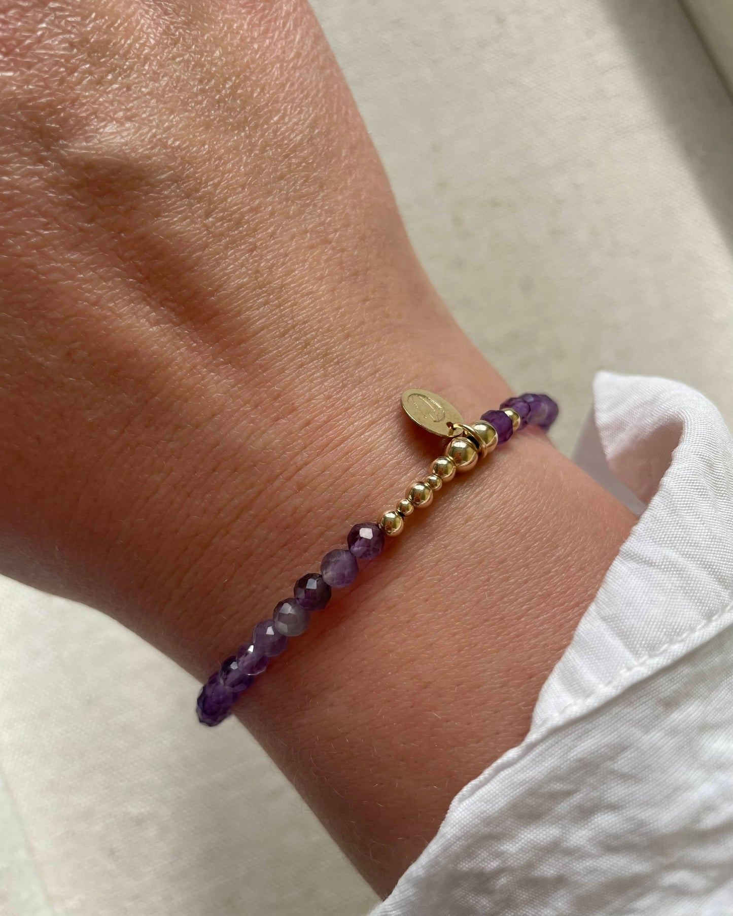 Amethyst Bracelet with Celestial Charm