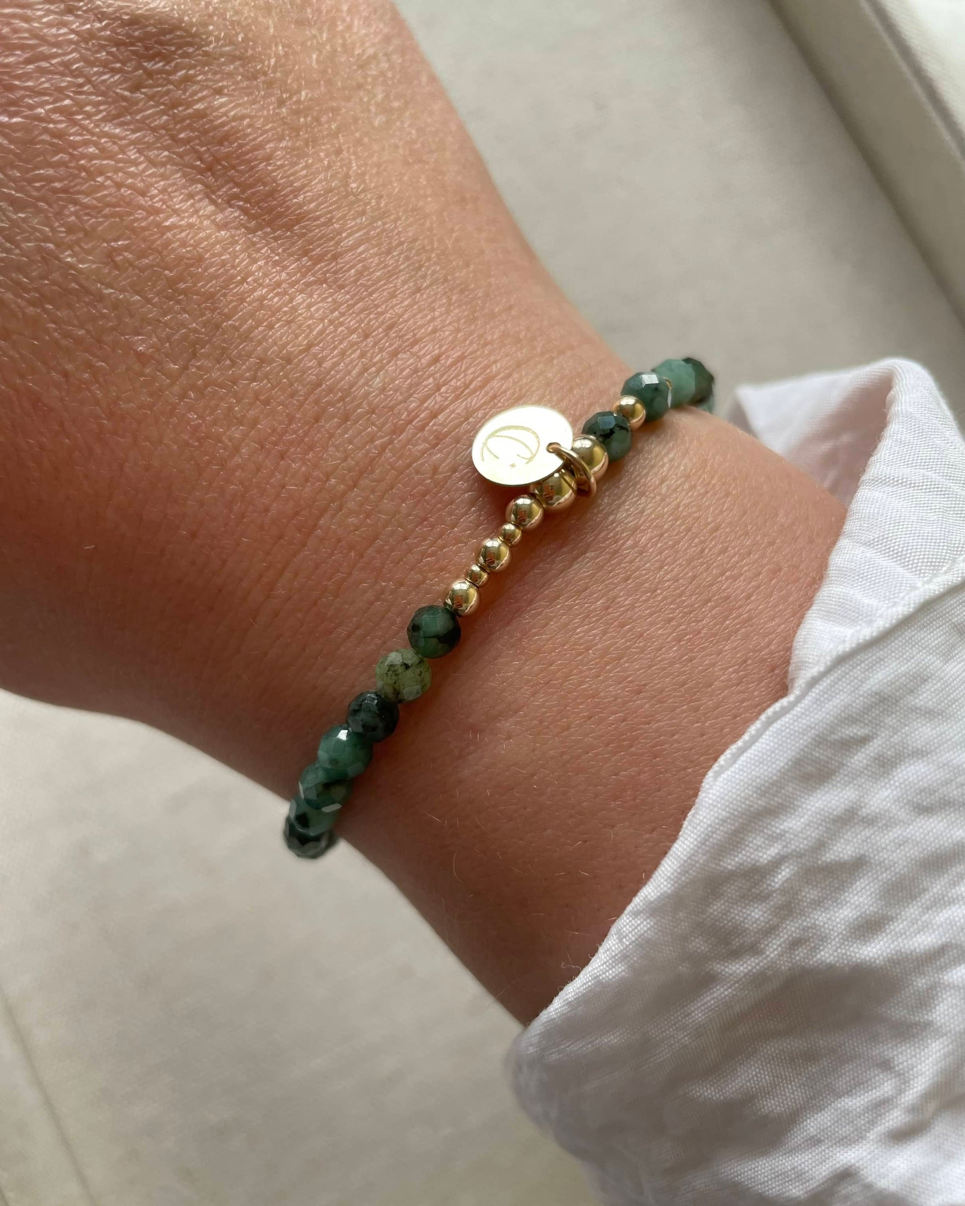 Emerald Gift Birthstone Bracelet with Celestial Charm