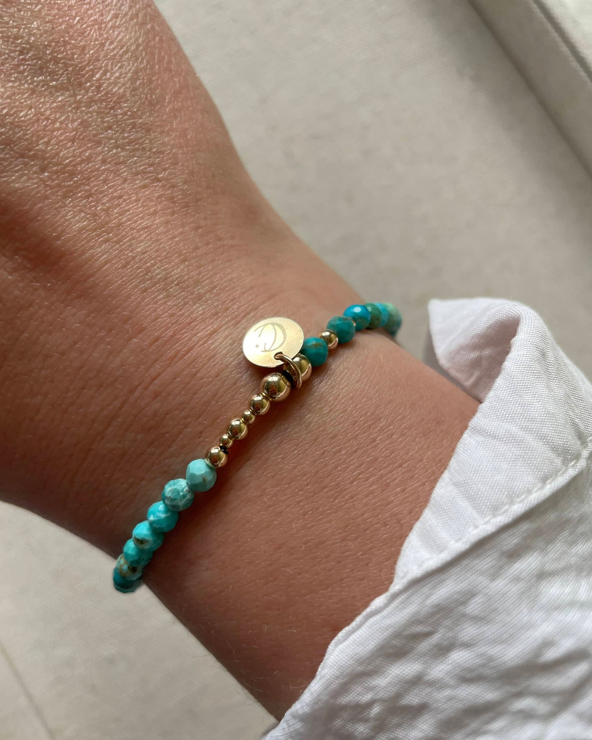 Semi-precious gemstone turquoise bracelet. December birthstone. Sagittarius or Capricorn zodiac bracelet.