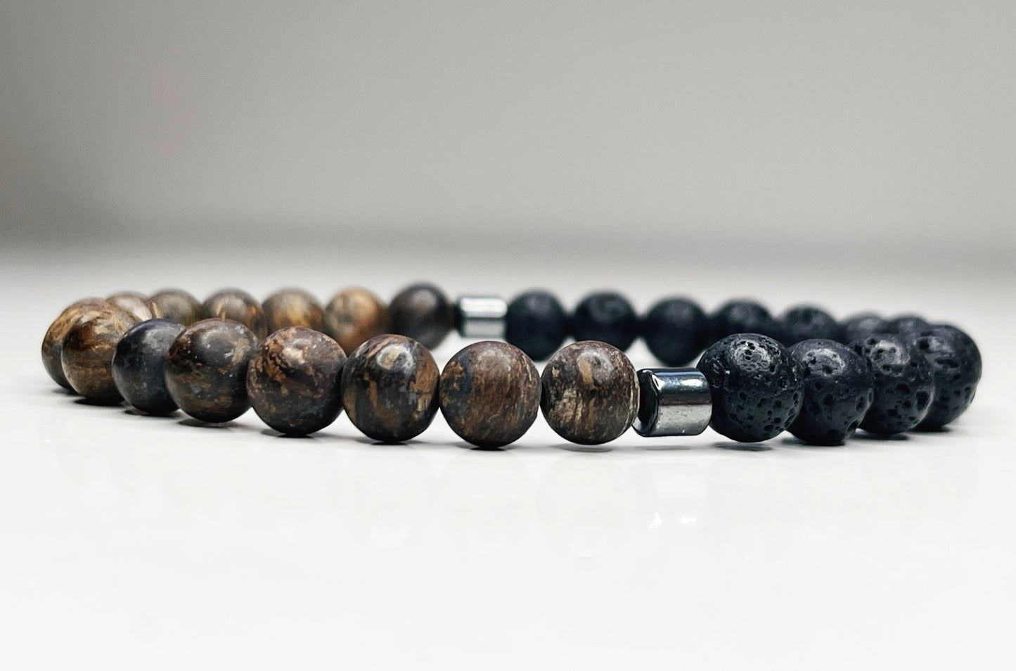 Clarity and Protection - Bronzite Jasper & Lava Stone Bracelet