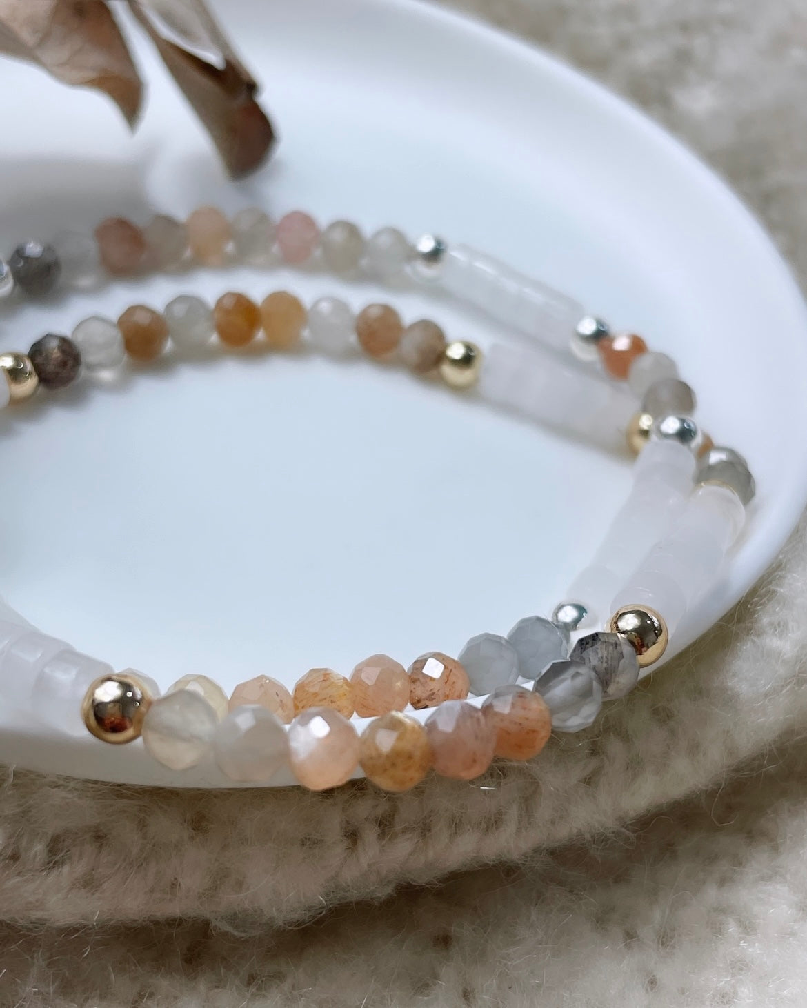 Passion & Vitality - Sunstone/Moonstone & White Jade Healing Bracelet