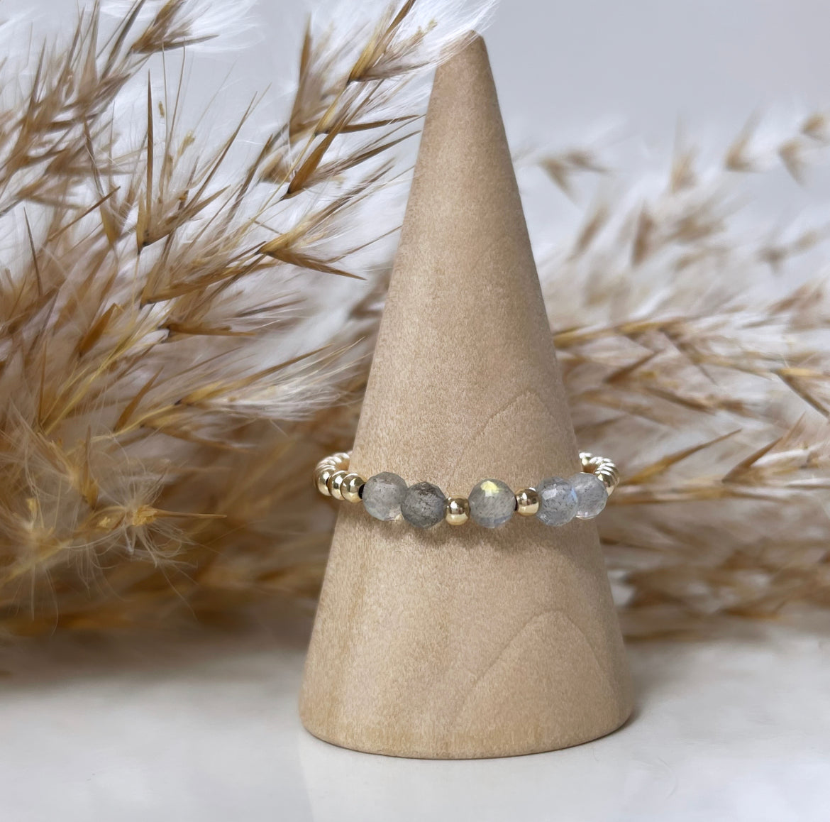 Natural Labradorite Healing Crystal Ring