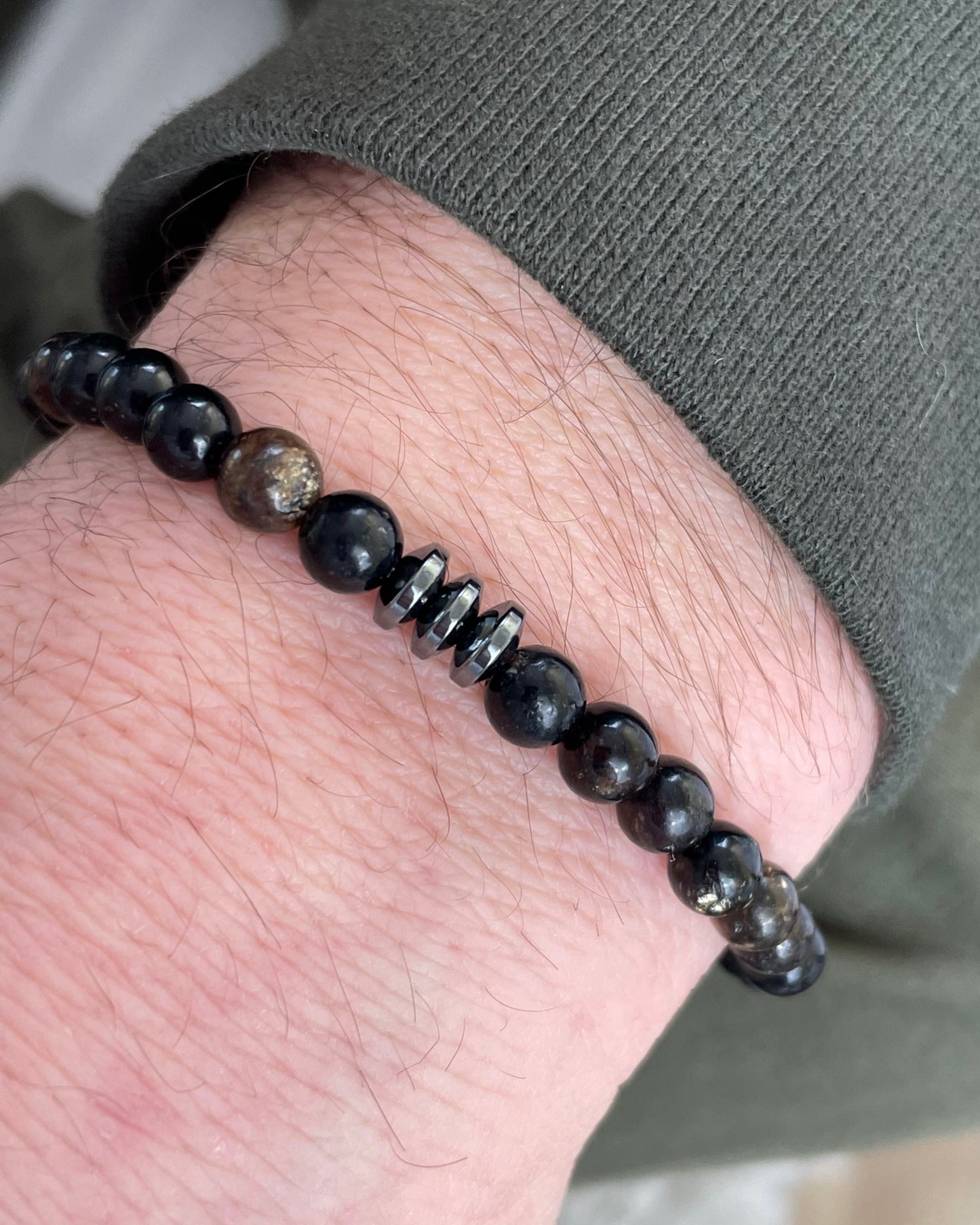 Joy & Inner Peace - Phlogopite, Hematite & Lava Bead Bracelet