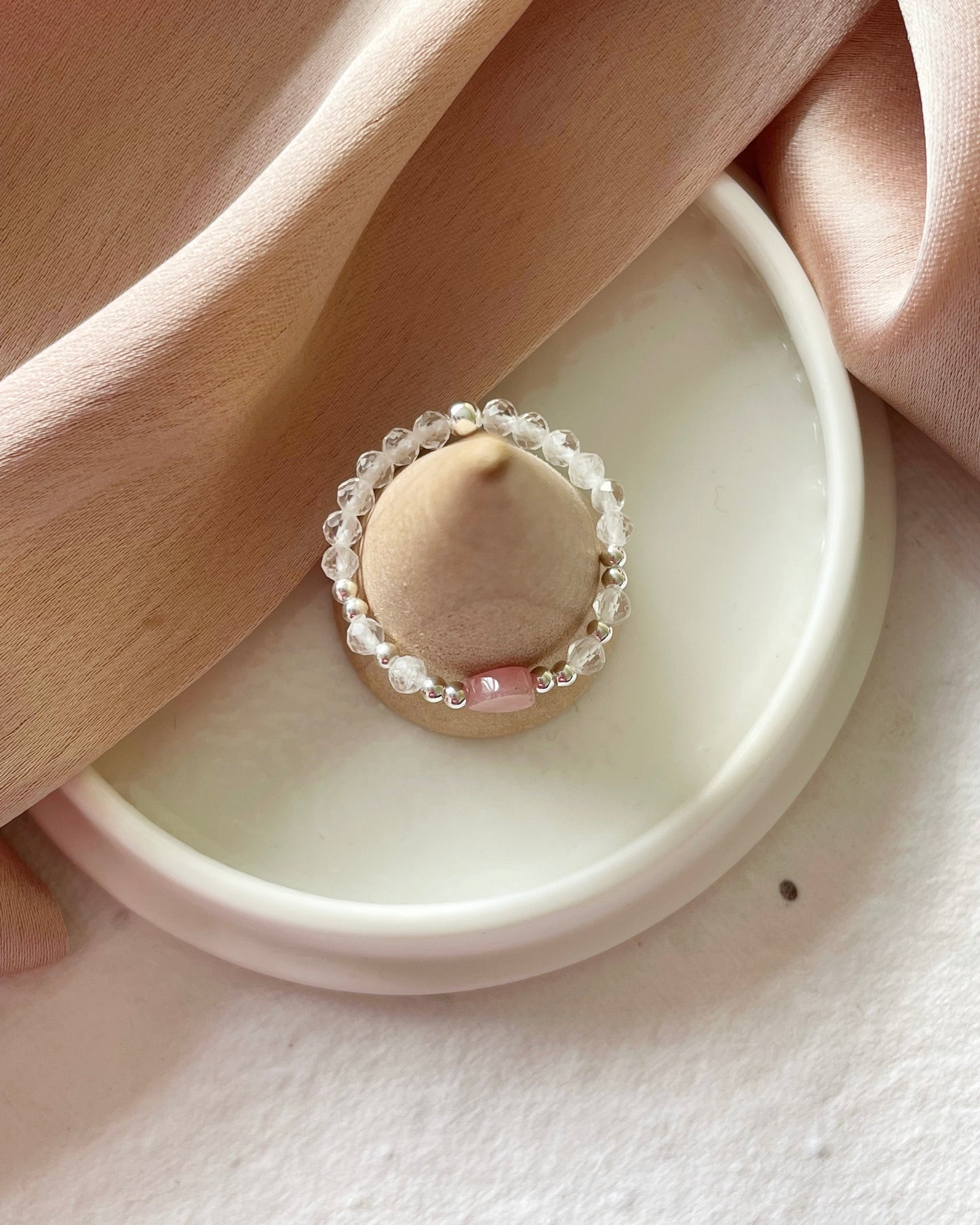 Confidence & Self-Worth - Rhodochrosite & Clear Quartz Crystal Ring