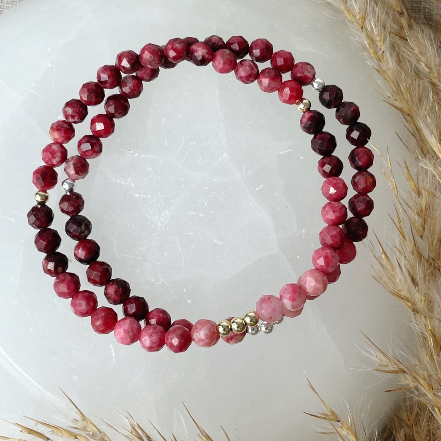 Natural Rare Thulite Healing Crystal Bracelet