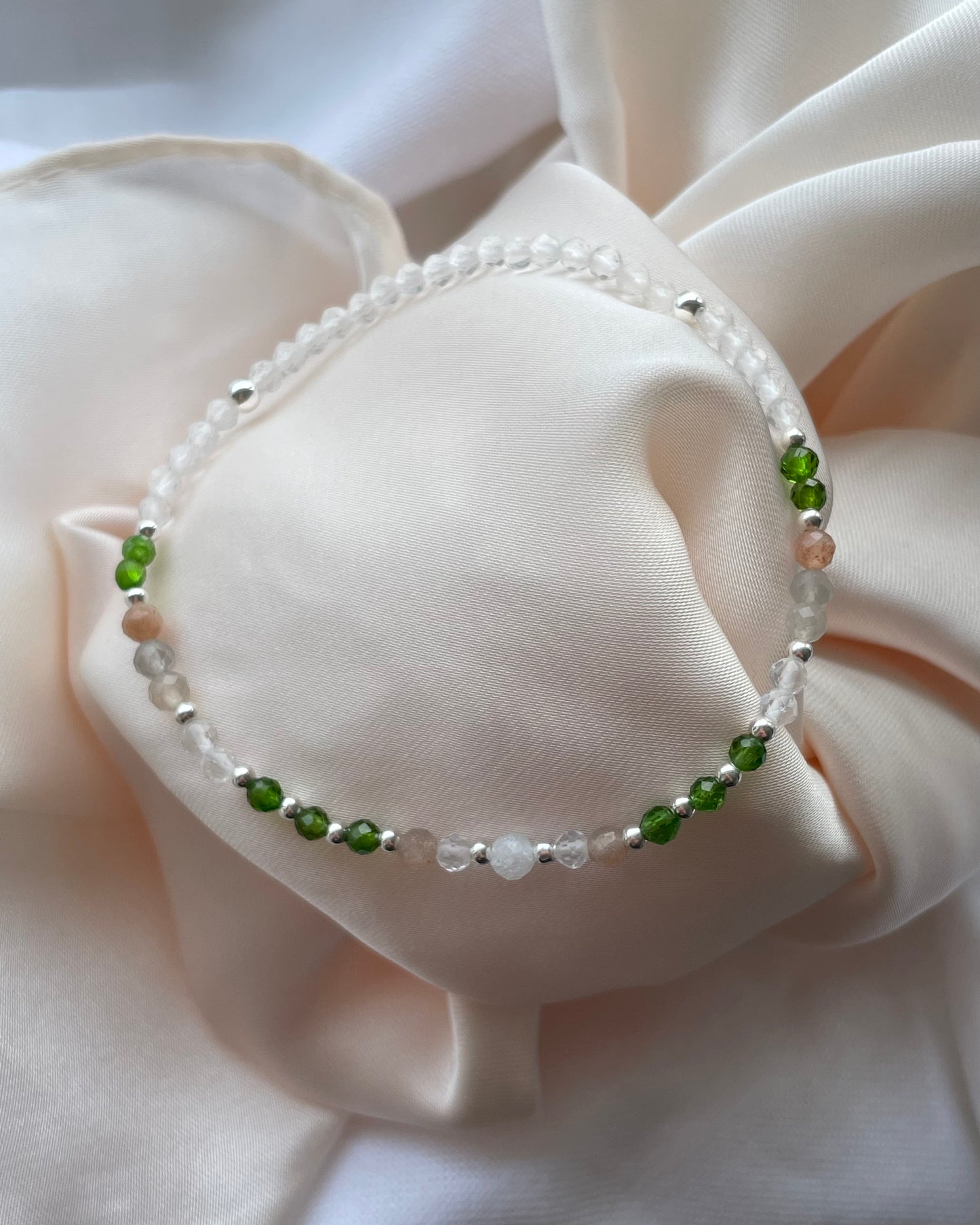 Confidence & Optimism - Diopside, Moonstone, Sunstone Crystal Bracelet