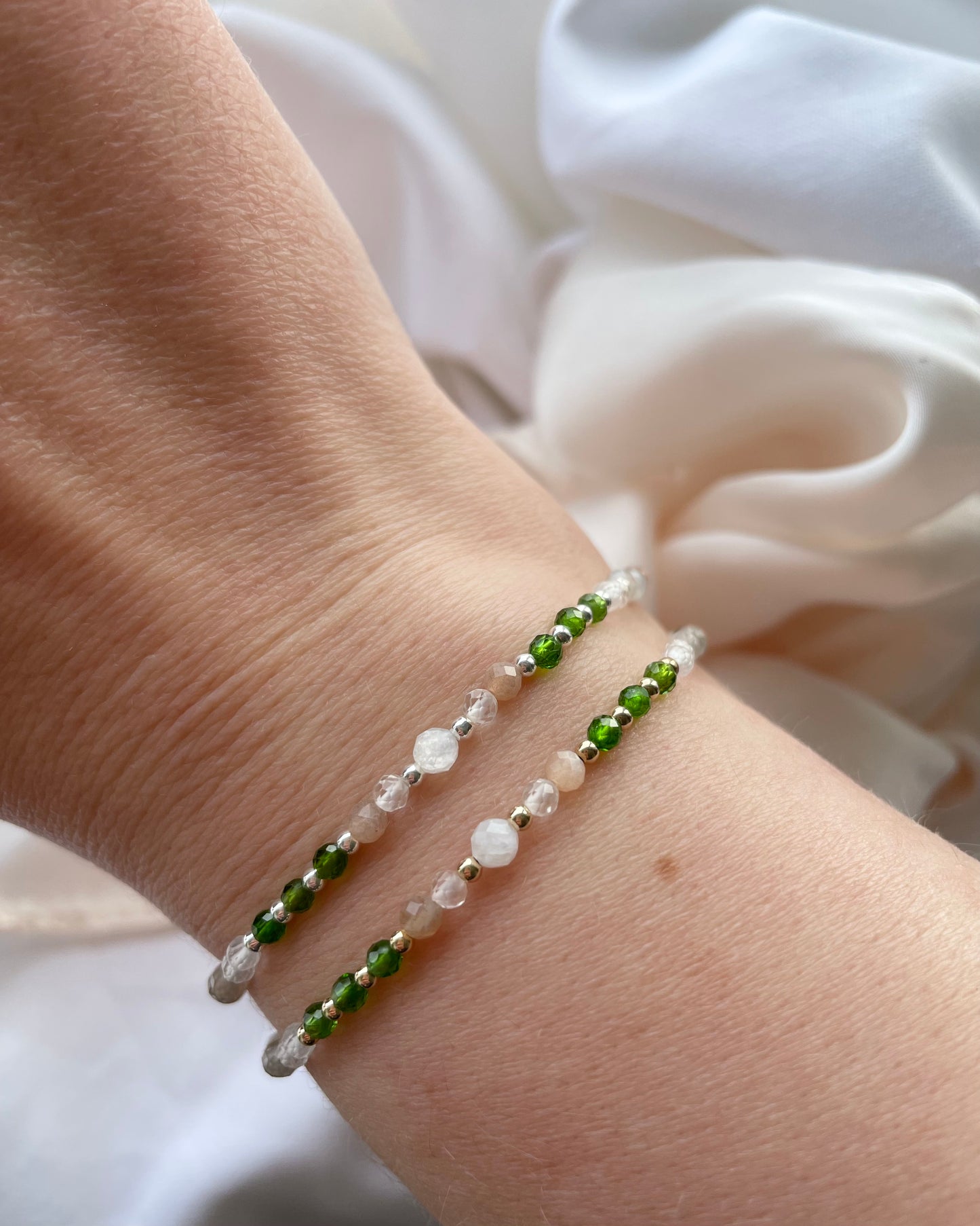 Confidence & Optimism - Diopside, Moonstone, Sunstone Crystal Bracelet