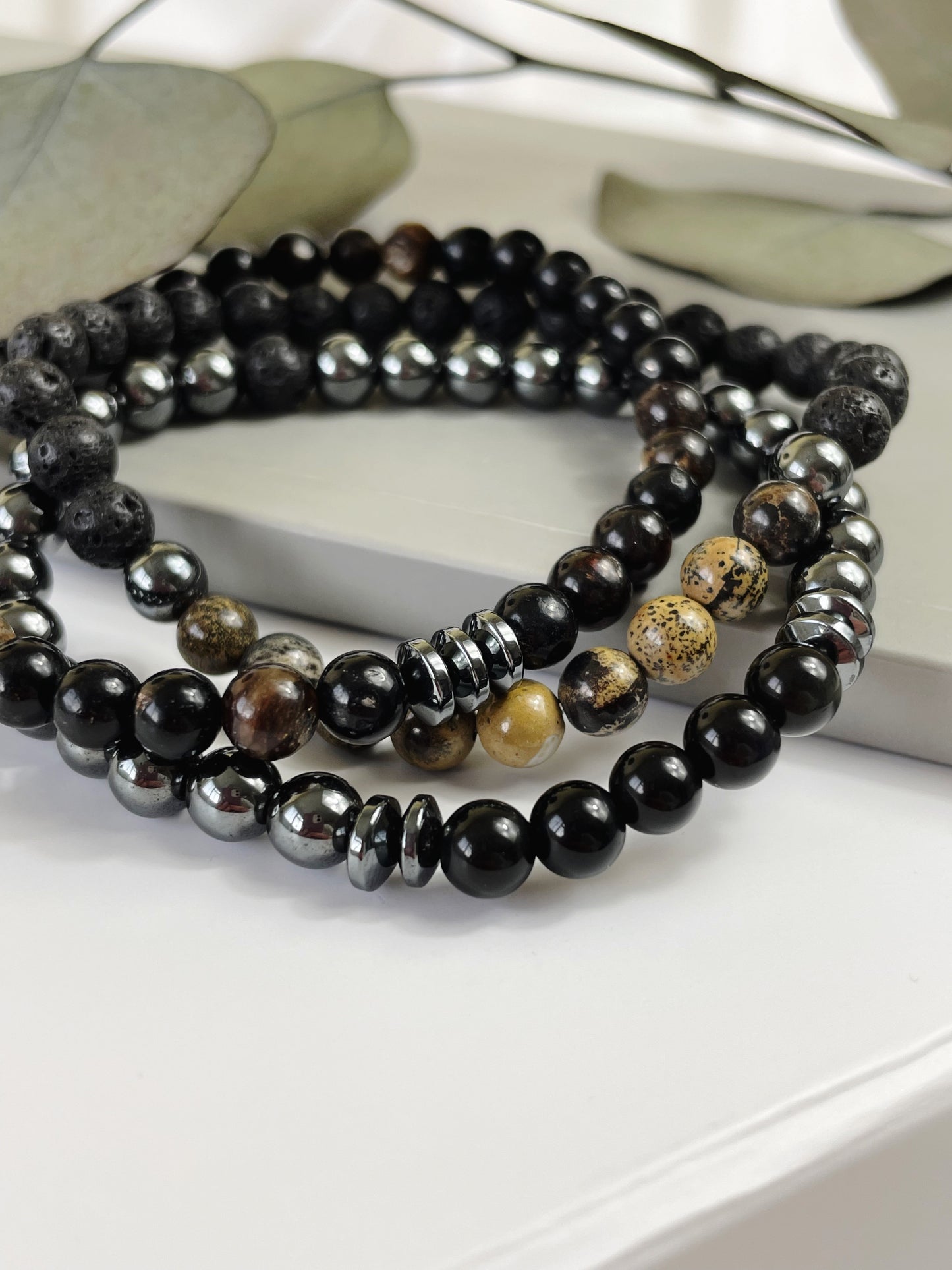 Joy & Inner Peace - Phlogopite, Hematite & Lava Bead Bracelet