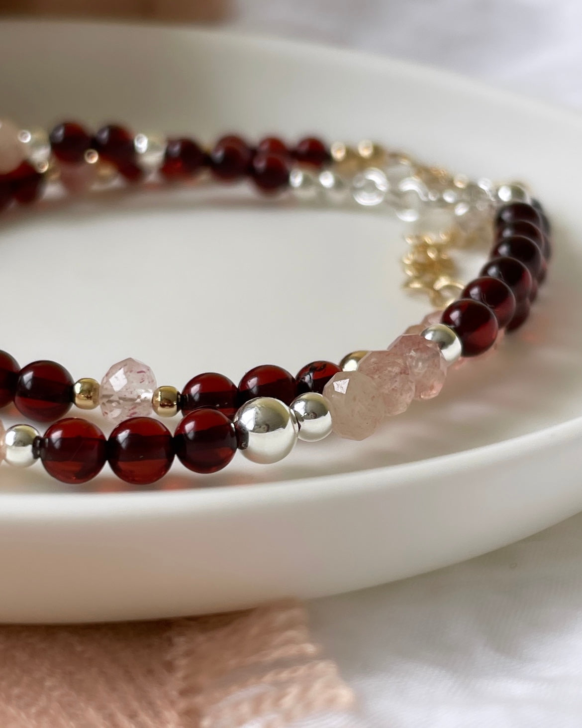 Optimism & Confidence - Baltic Cherry Amber, Strawberry Quartz & Ethiopian Opal Crystal Bracelet