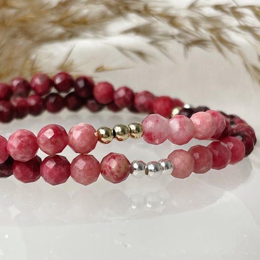 Natural Rare Thulite Healing Crystal Bracelet