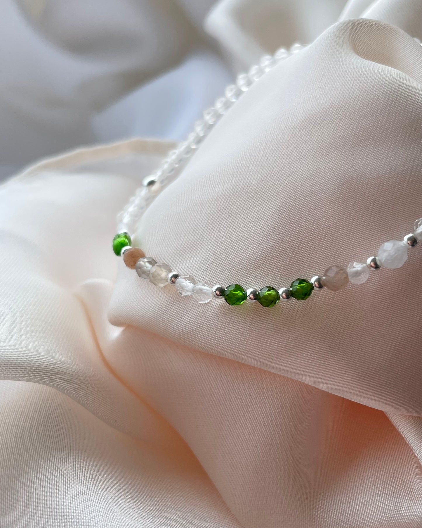 Confidence & Optimism - Diopside, Moonstone, Sunstone Crystal Bracelet