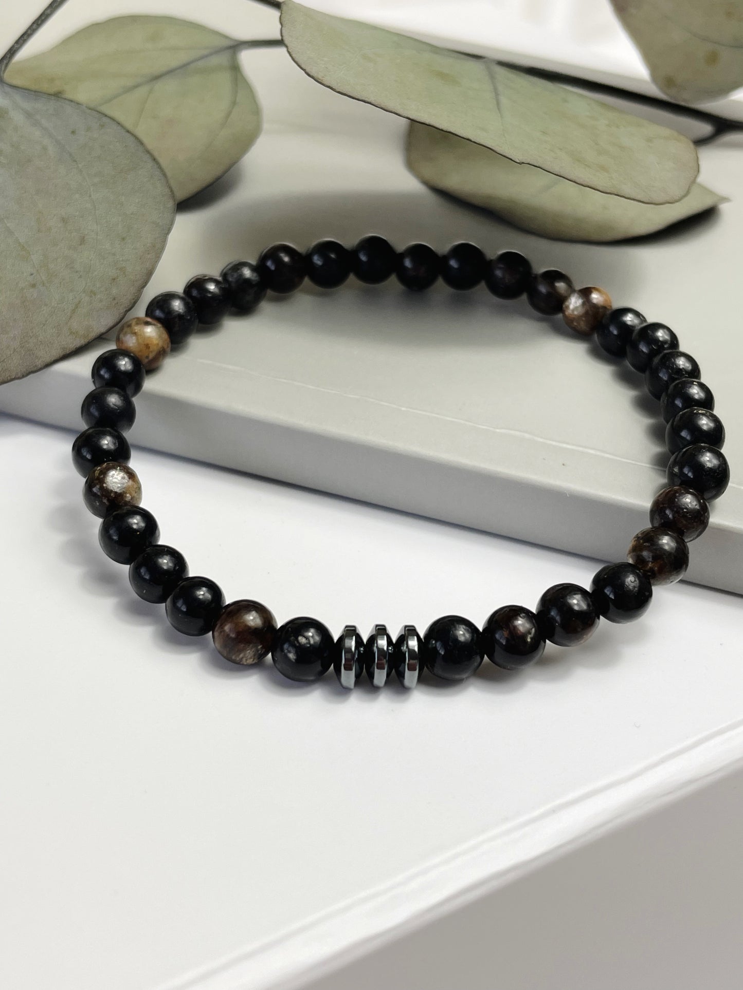 Joy & Inner Peace - Phlogopite, Hematite & Lava Bead Bracelet