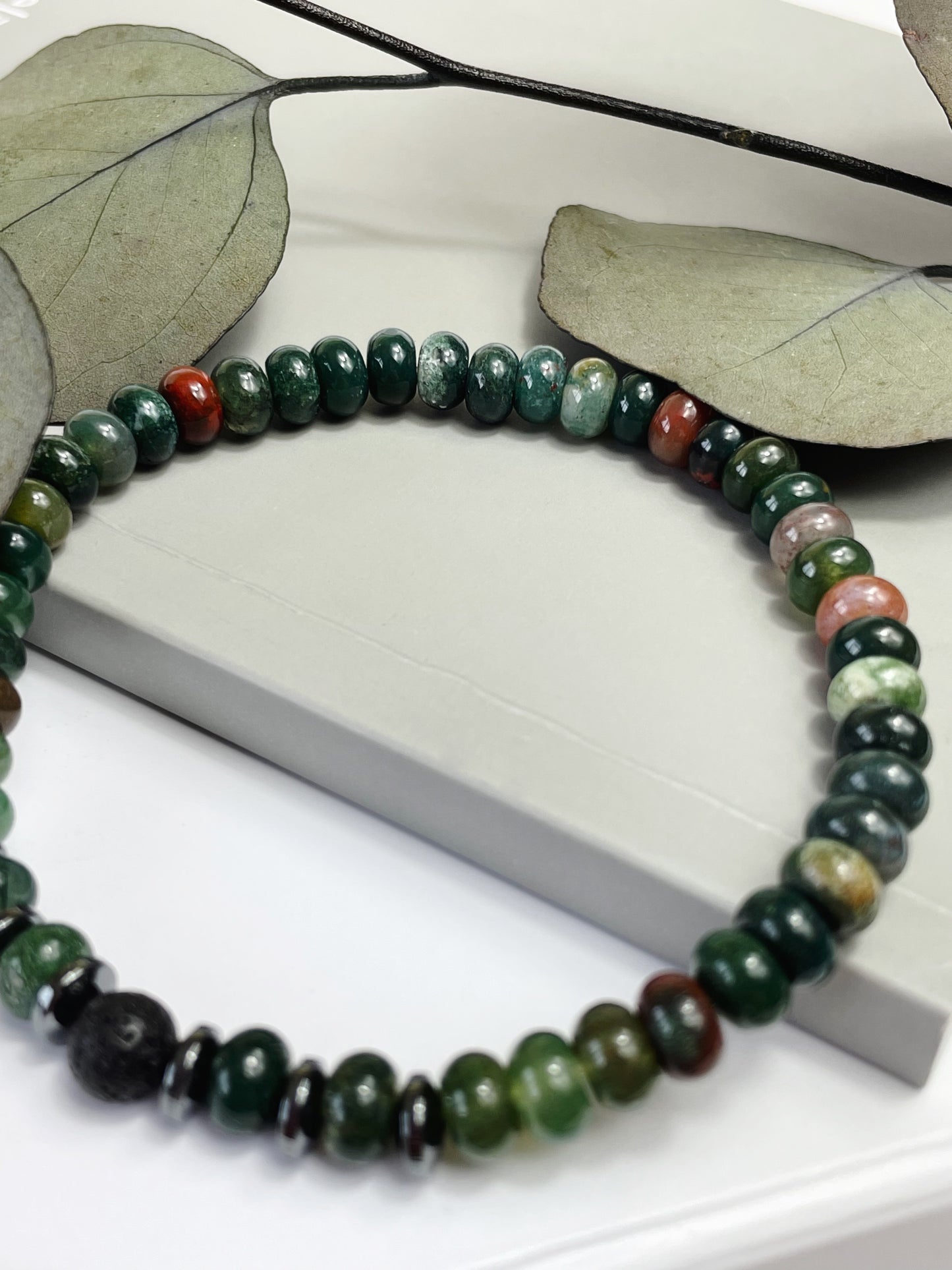 Courage & Stability - Indian Agate, Hematite & Lava Bead Bracelet