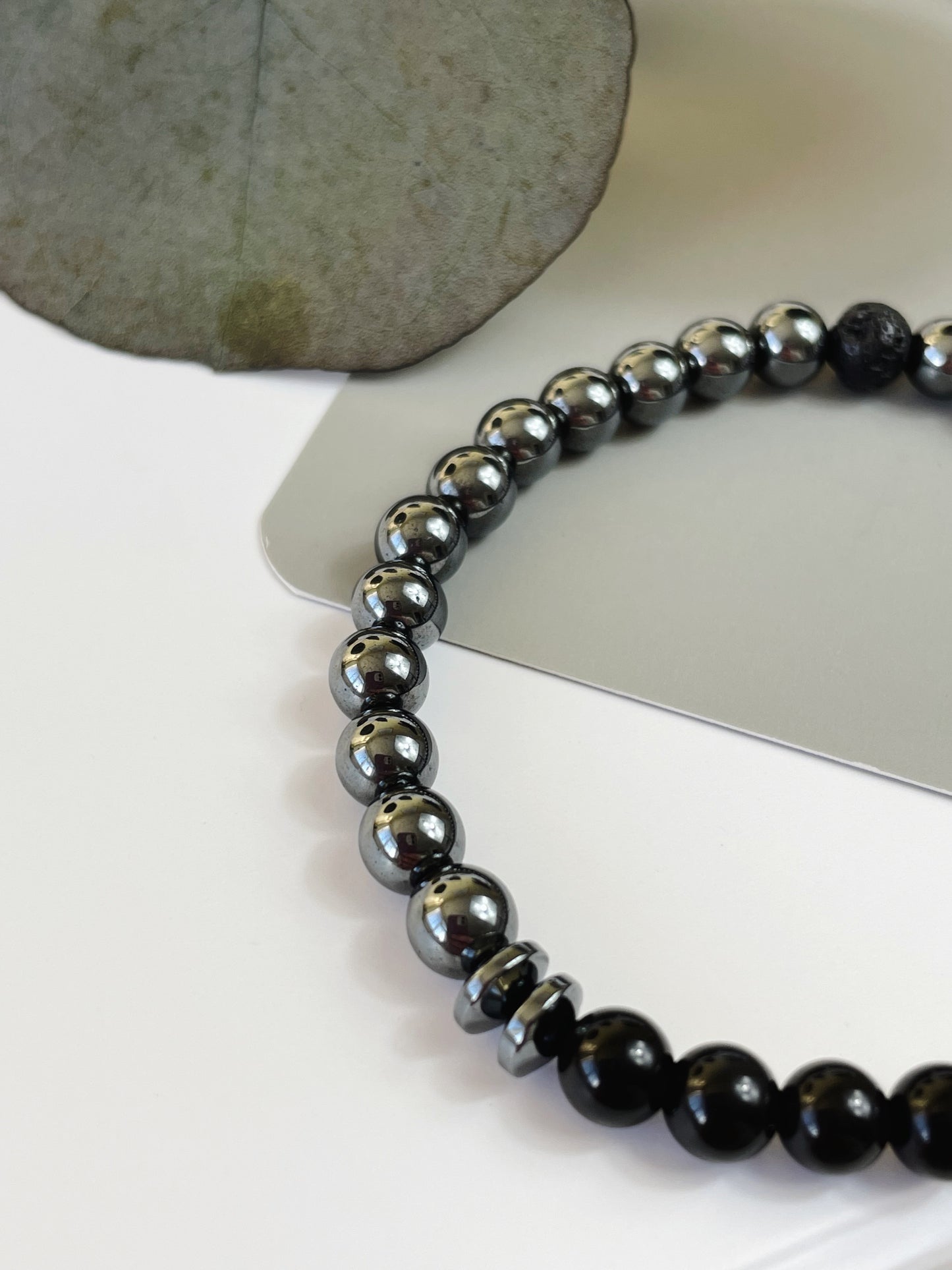 Confidence & Protection Mens Hematite & Black Tourmaline Bracelet